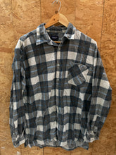 Vintage 90s grey blue check pattern flannel cotton shirt size XL by Stanley